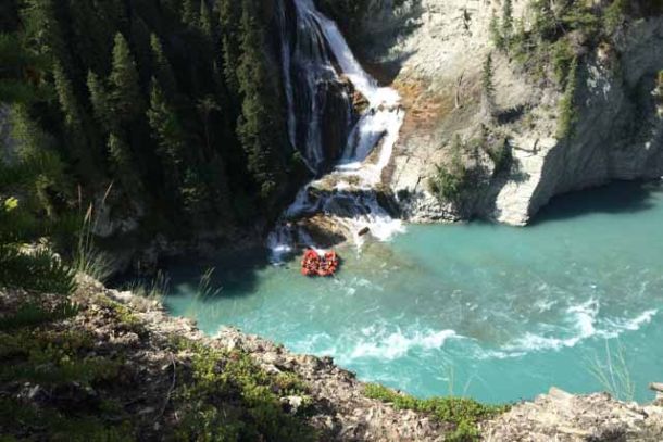 Exploring a remote waterfall on the Kootenay River